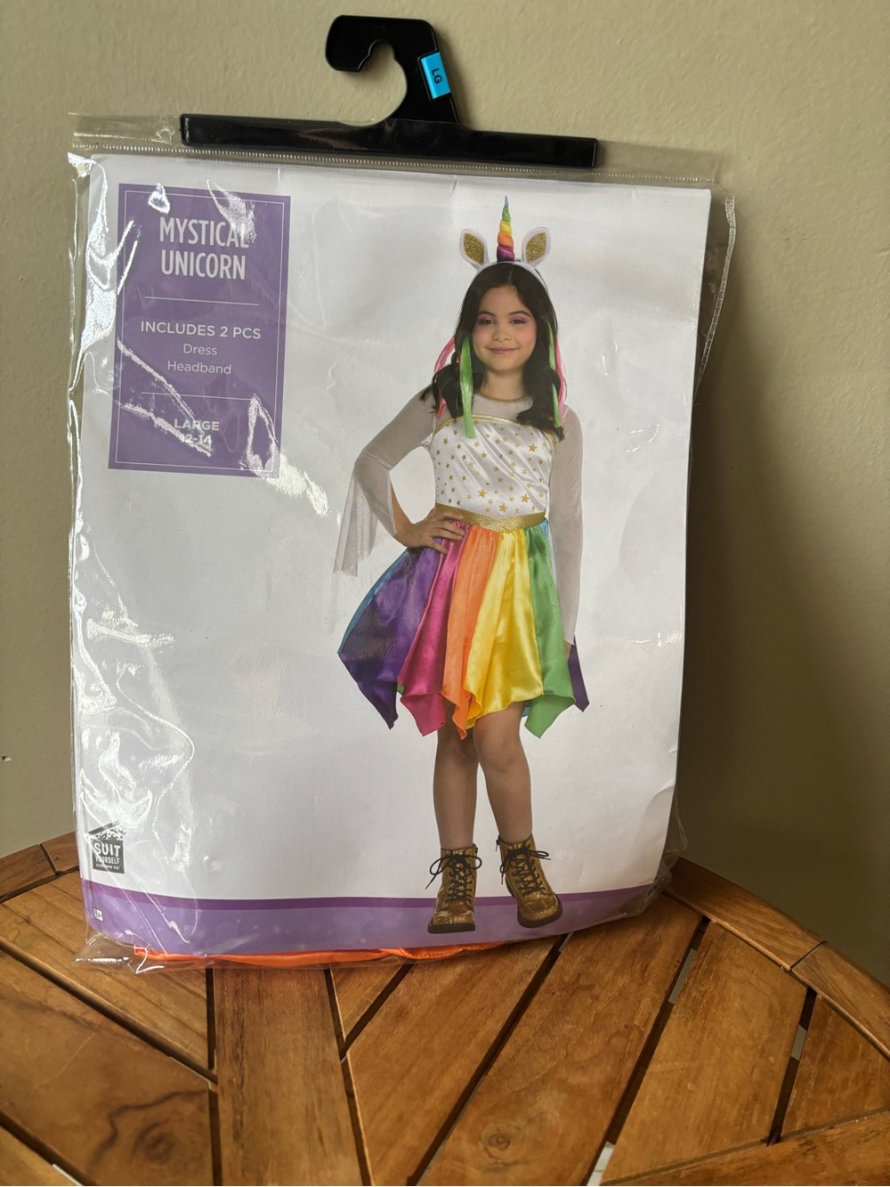NWT Unicorn Halloween Costume Kids L 12/14 Dress & Headband